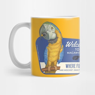 Beautiful African Blue Gold Macaw in Macawville, USA Mug